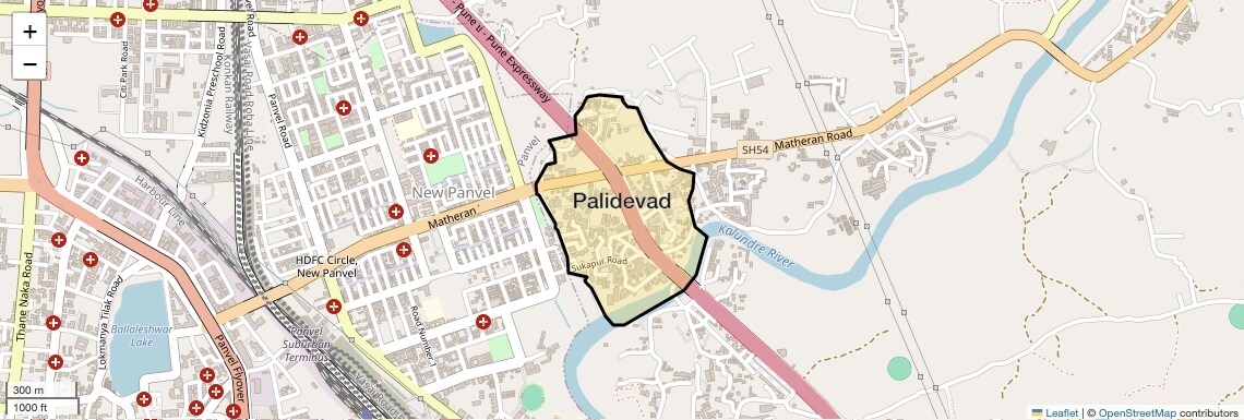 Location Map of Palidevad, Navi Mumbai