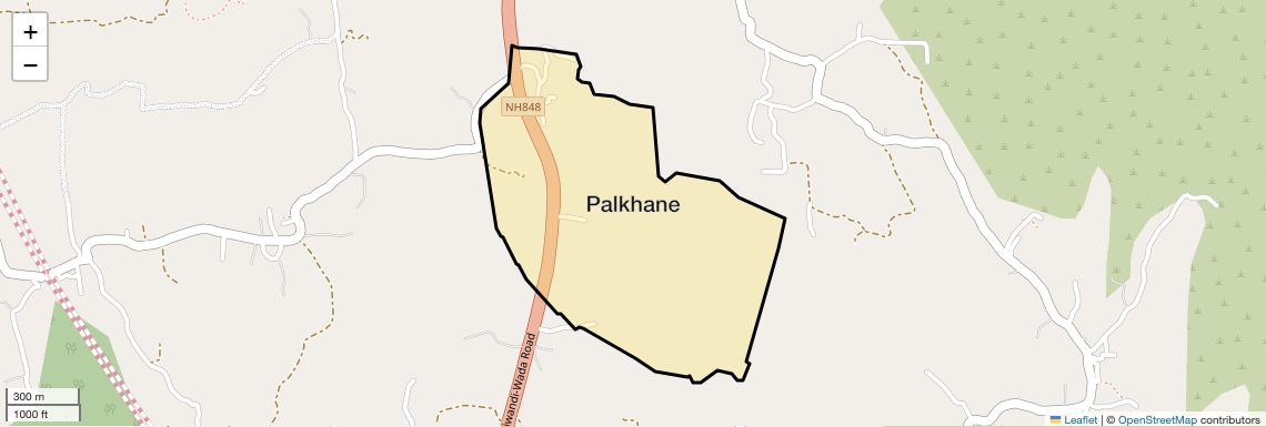 Location Map of Palkhane, Thane