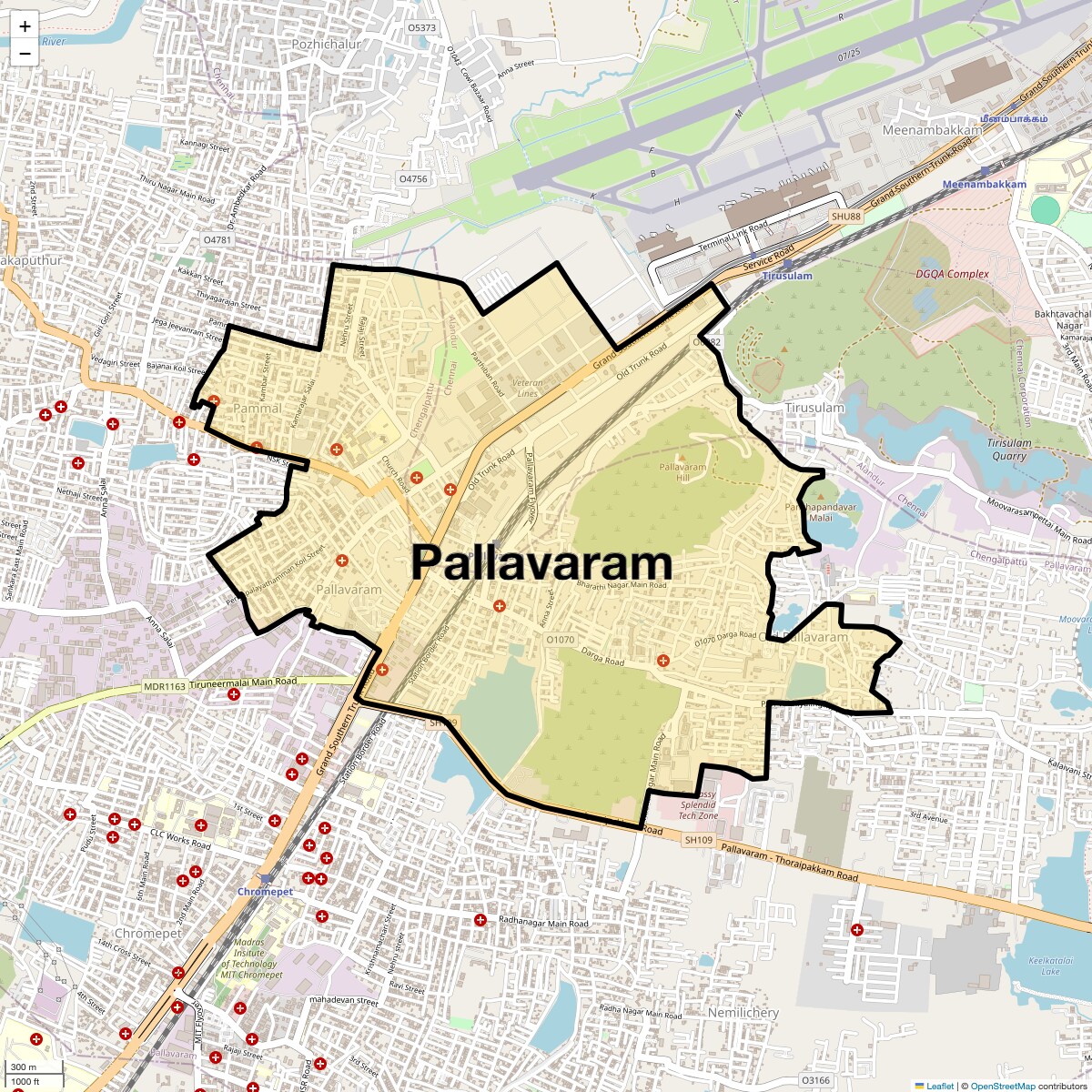 Location Map of Pallavaram, Chennai