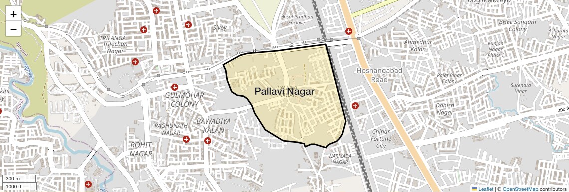 Location Map of Pallavi Nagar, Bhopal
