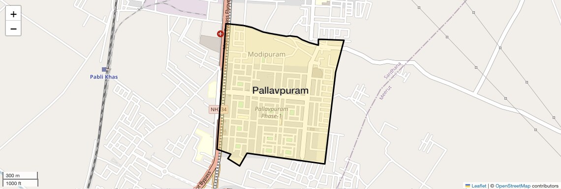 Location Map of Pallavpuram, Meerut