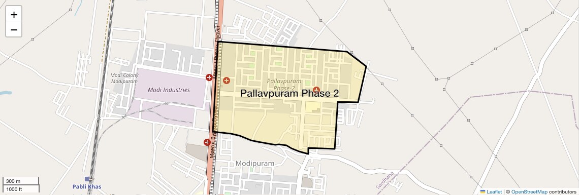 Location Map of Pallavpuram Phase 2, Meerut