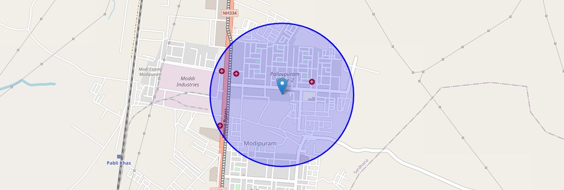 Location Map of Pallavpuram Phase 2, Meerut