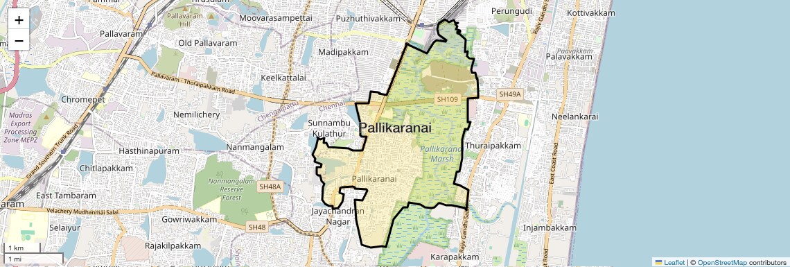 Location Map of Pallikaranai, Chennai