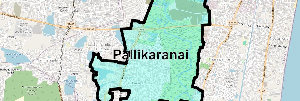 Location Map of Pallikaranai, Chennai