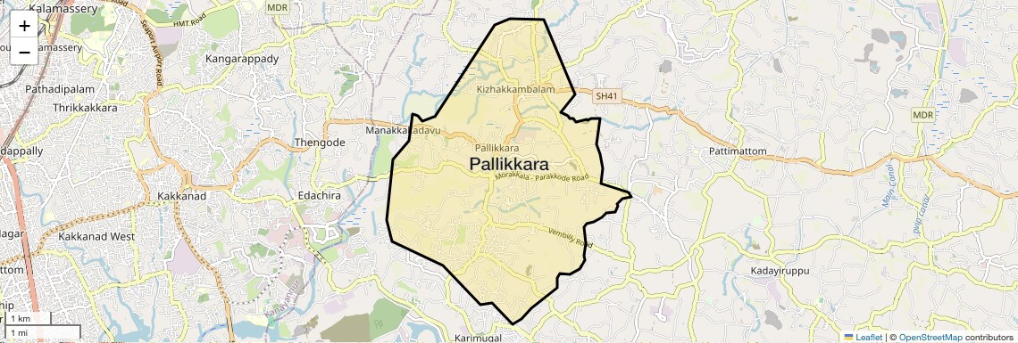 Location Map of Pallikkara, Kochi