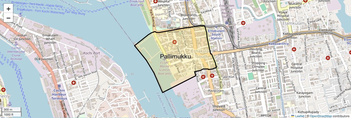 Location Map of Pallimukku, Kochi
