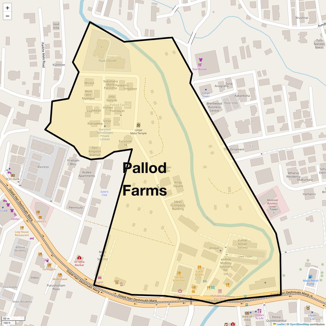 Location Map of Pallod Farms, Pune