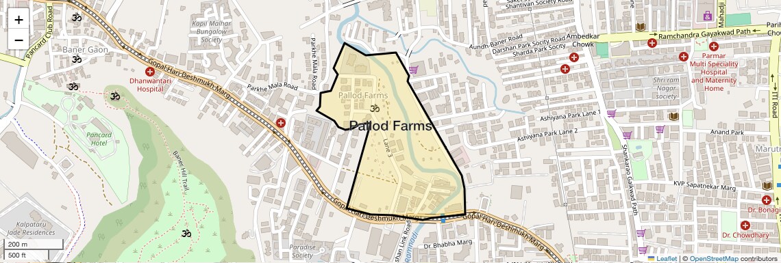 Location Map of Pallod Farms, Pune