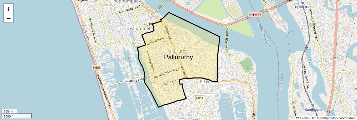 Location Map of Palluruthy, Kochi