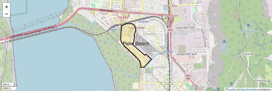 Location Map of Palm Beach, Navi Mumbai