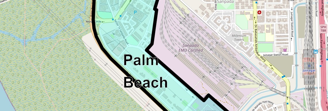 Location Map of Palm Beach, Navi Mumbai