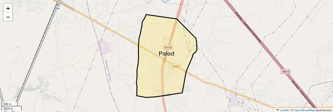 Location Map of Palod, Surat