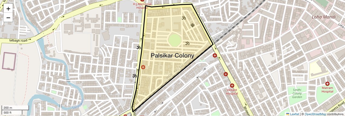 Location Map of Palsikar Colony, Indore