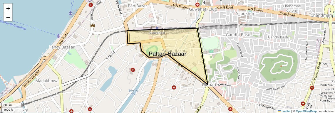 Location Map of Paltan Bazaar, Guwahati