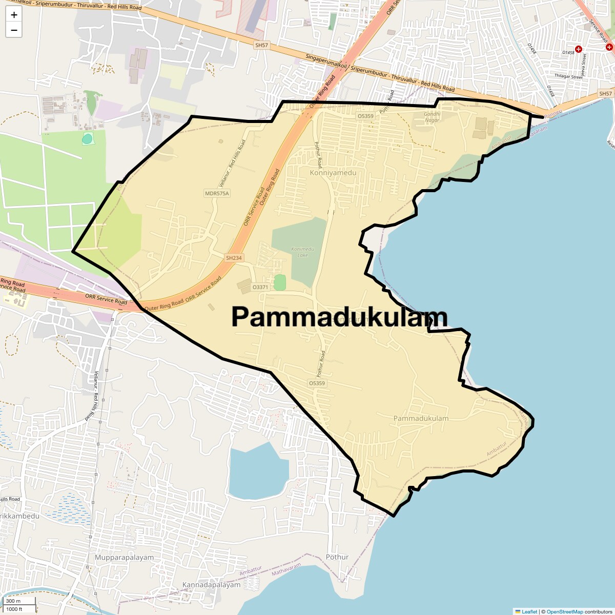 Location Map of Pammadukulam, Chennai