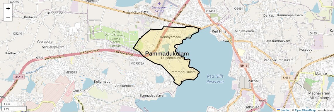 Location Map of Pammadukulam, Chennai