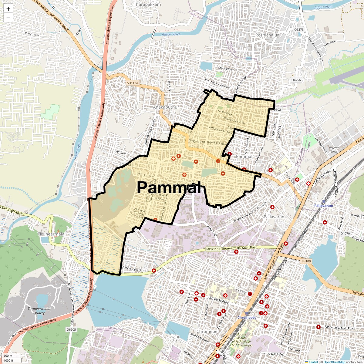 Location Map of Pammal, Chennai