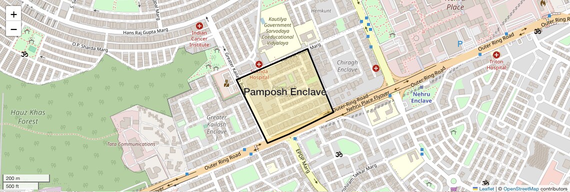 Location Map of Pamposh Enclave, Delhi