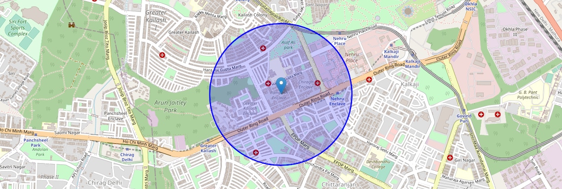 Location Map of Pamposh Enclave, Delhi