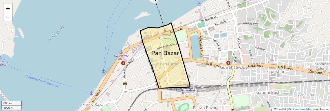 Location Map of Pan Bazar, Guwahati