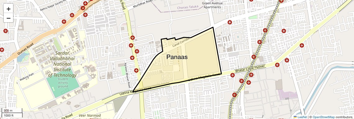 Location Map of Panaas, Surat