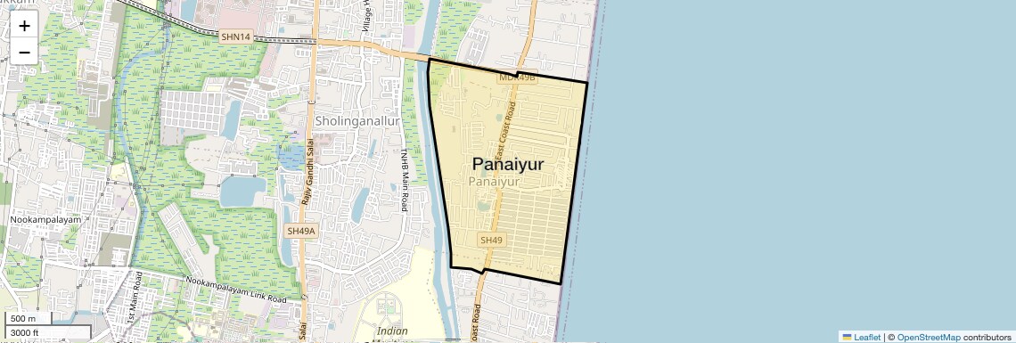 Location Map of Panaiyur, Chennai