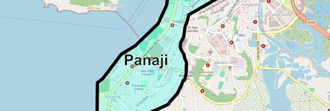 Location Map of Panaji, Goa