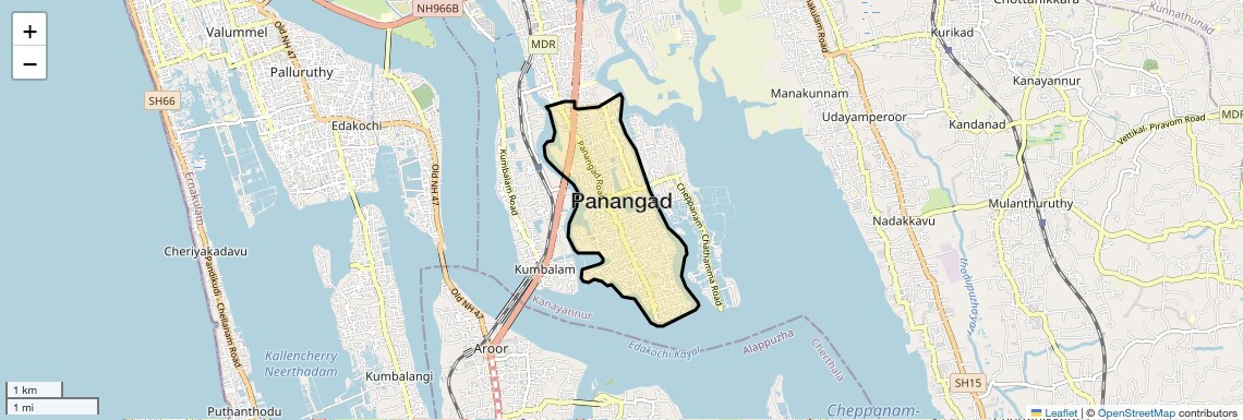 Location Map of Panangad, Kochi