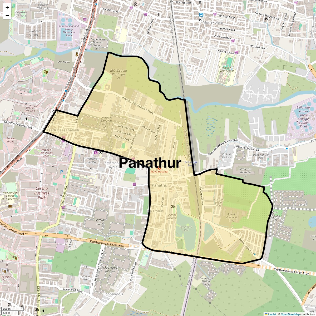 Location Map of Panathur, Bangalore