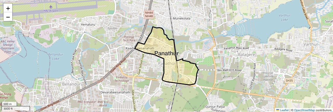 Location Map of Panathur, Bangalore