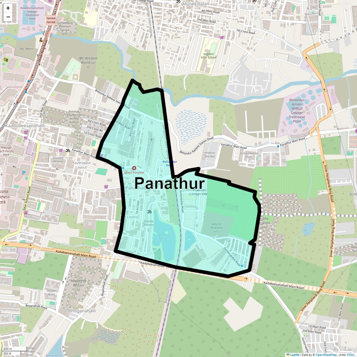 Location Map of Panathur, Bangalore