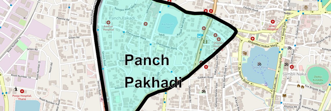 Location Map of Panch Pakhadi, Thane
