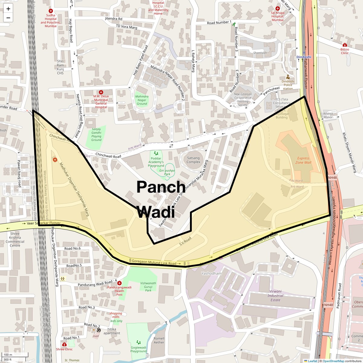 Location Map of Panch Wadi, Mumbai