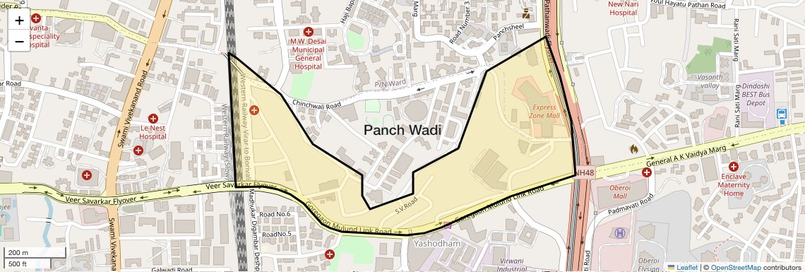 Location Map of Panch Wadi, Mumbai