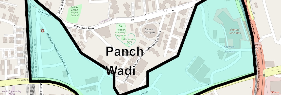 Location Map of Panch Wadi, Mumbai