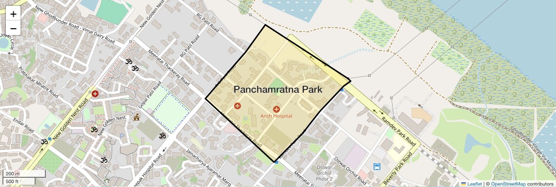 Location Map of Panchamratna Park, Thane