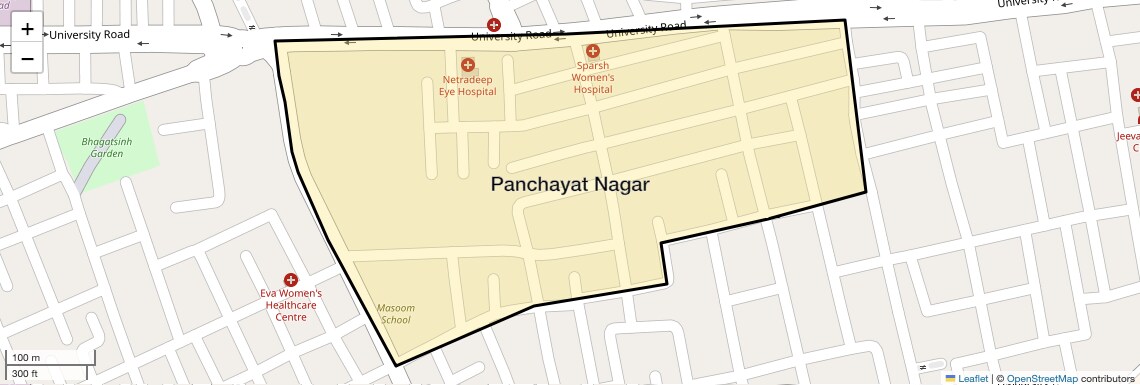 Location Map of Panchayat Nagar, Rajkot