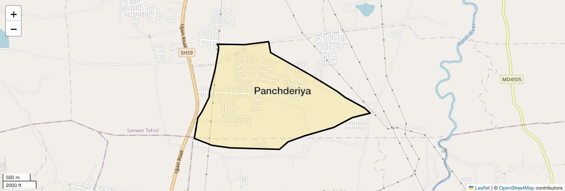 Location Map of Panchderiya, Indore