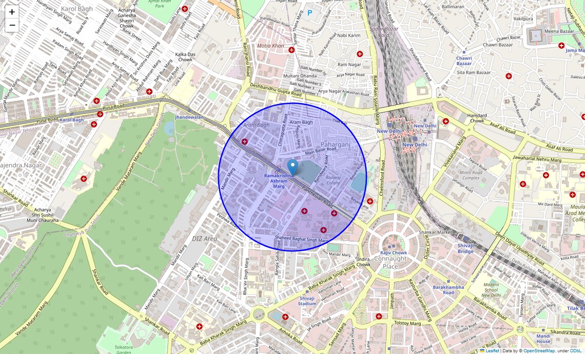 Location Map of Panchkuian Road, Delhi