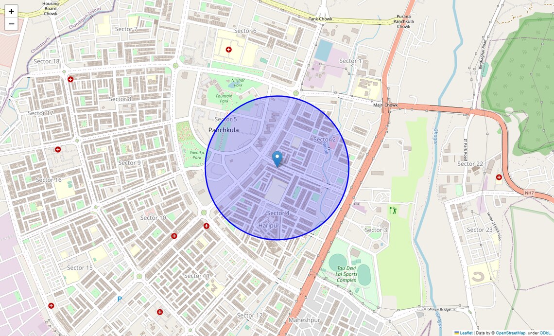 Location Map of Panchkula, Chandigarh