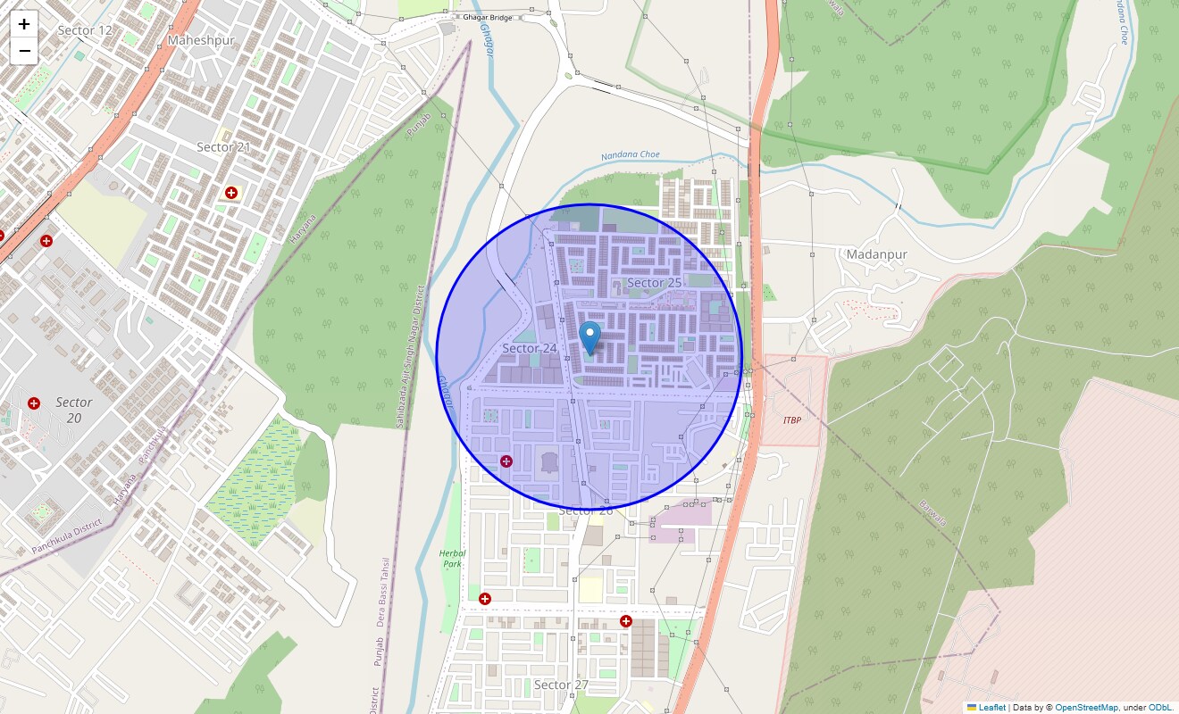 Location Map of Panchkula Extension, Chandigarh
