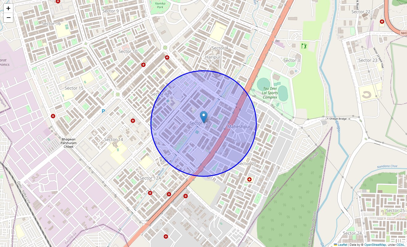 Location Map of Panchkula Sector 12, Chandigarh