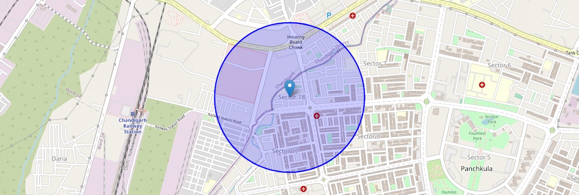 Location Map of Panchkula Sector 18, Chandigarh