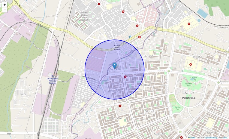 Location Map of Panchkula Sector 18
