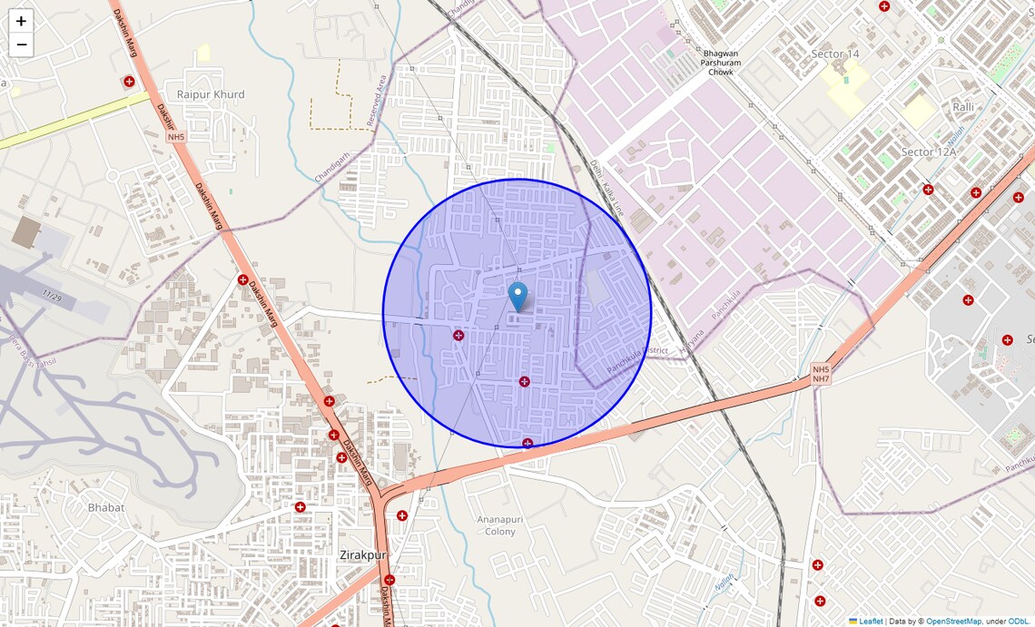 Location Map of Panchkula Sector 19, Chandigarh