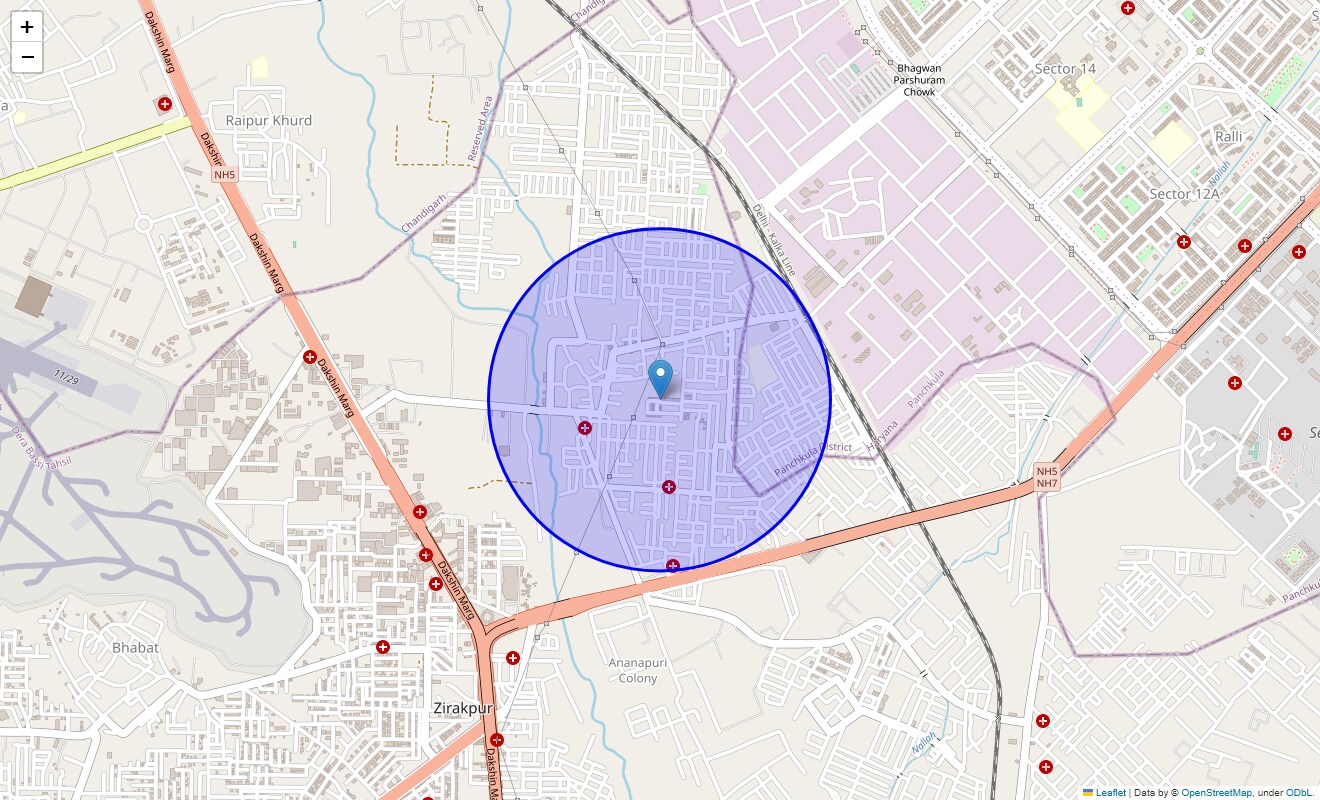Location Map of Panchkula Sector 19, Chandigarh