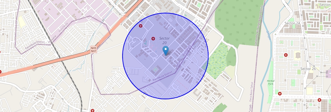 Location Map of Panchkula Sector 20, Chandigarh
