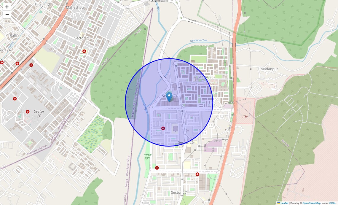 Location Map of Panchkula Sector 24, Chandigarh
