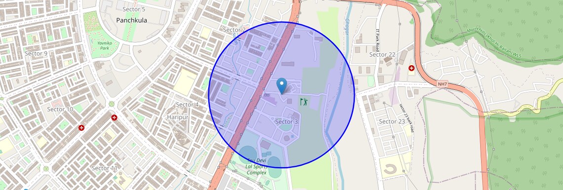 Location Map of Panchkula Sector 3, Chandigarh